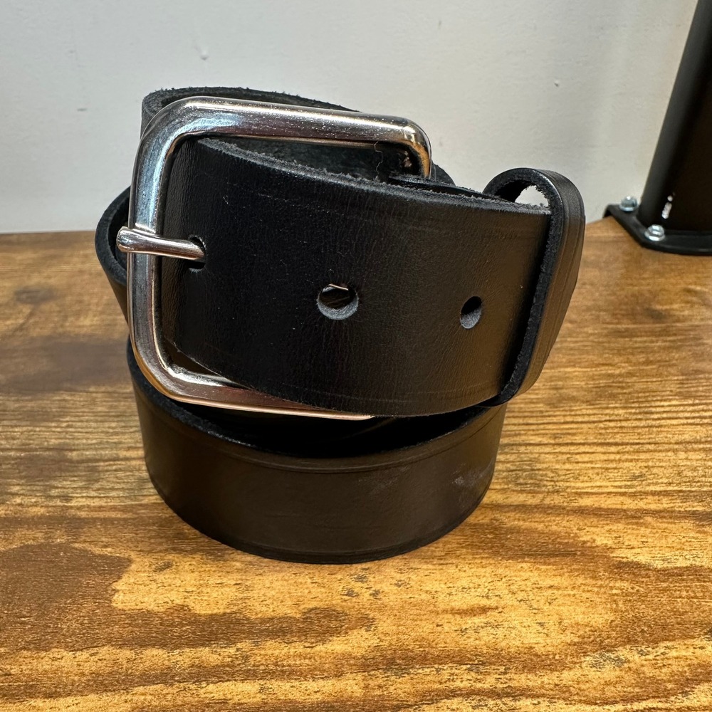 Boston Leather 6606 Mens Belt Black Size 52 Made in USA Work Uniform Belt